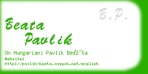 beata pavlik business card